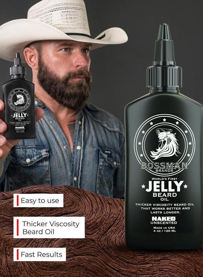 bossman Beard Oil Jelly (4oz) - Organic Men Christmas Gifts - Beard Growth Softener, Moisturizer Lotion Gel with Natural Ingredients - Beard Growing Product (Naked Scent) - Image 3